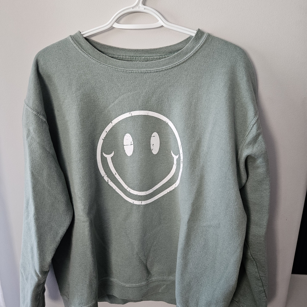Green Smiley Face Sweatshirt